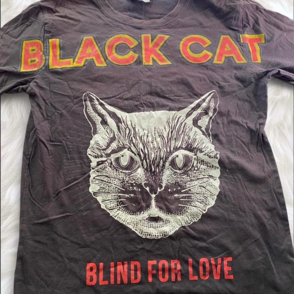 Gucci Black Cat Tee - Brown with Red and Yellow Accents